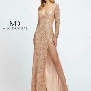 MacDuggal rose gold sequin gown